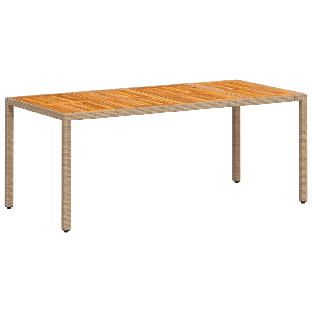 vidaXL Table de jardin beige 190x90x75 cm en polyrotin et bois d'acacia