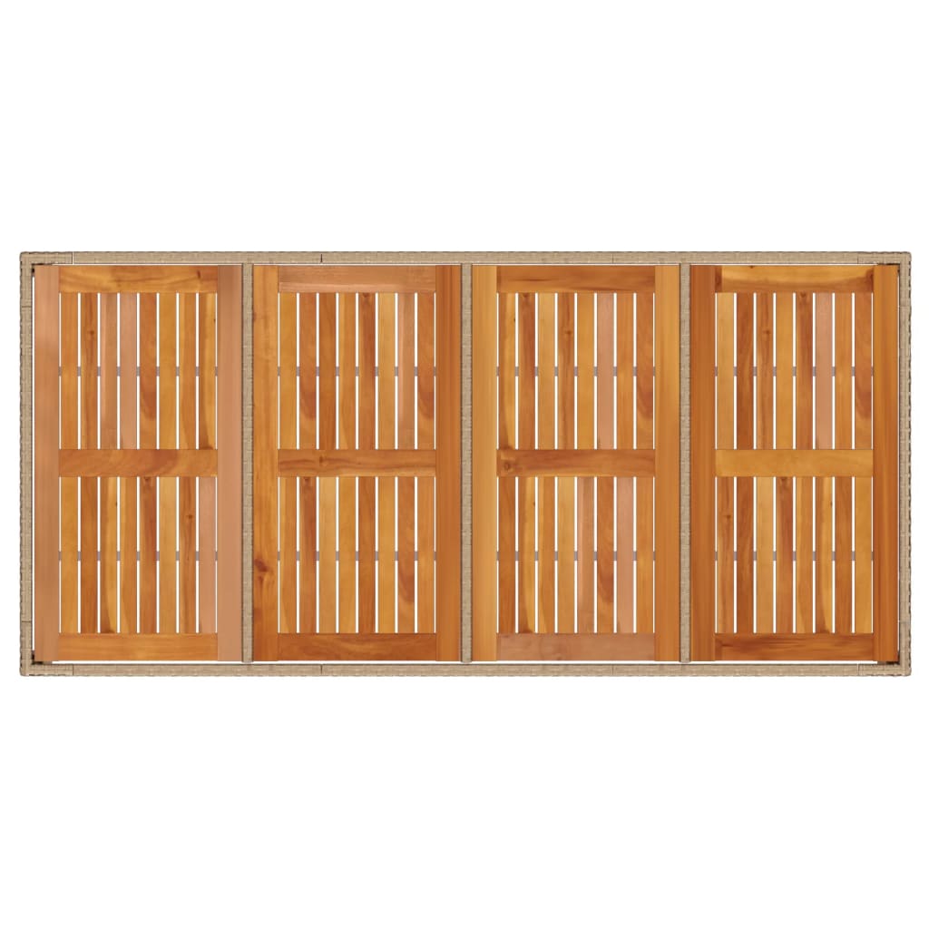 vidaXL Table de jardin beige 190x90x75 cm en polyrotin et bois d'acacia