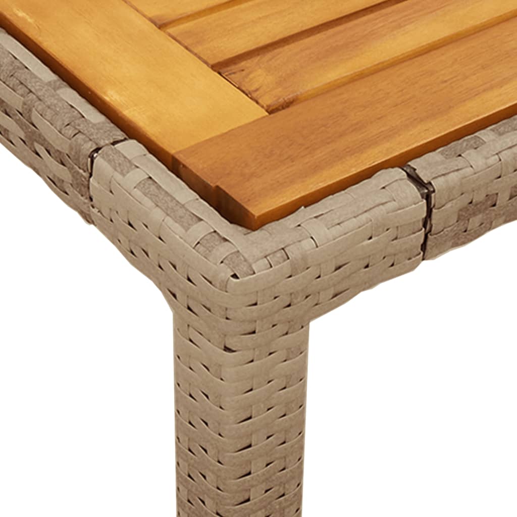 vidaXL Table de jardin beige 190x90x75 cm en polyrotin et bois d'acacia