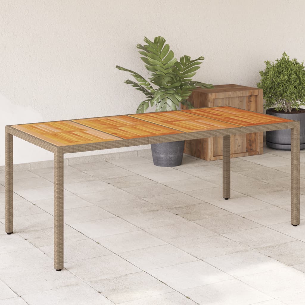 vidaXL Table de jardin beige 190x90x75 cm en polyrotin et bois d'acacia