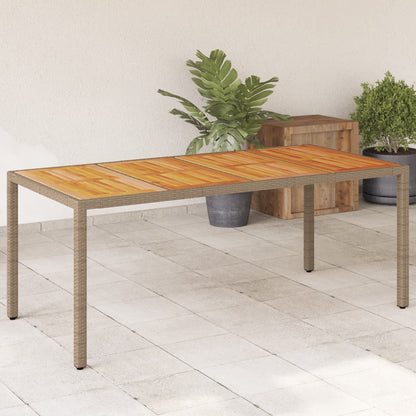 vidaXL Table de jardin beige 190x90x75 cm en polyrotin et bois d'acacia
