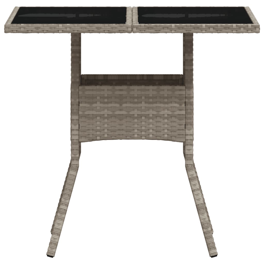 vidaXL Gartentisch mit Glasplatte Hellgrau 80x80x75 cm Poly Rattan