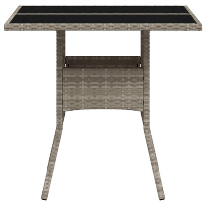vidaXL Gartentisch mit Glasplatte Hellgrau 80x80x75 cm Poly Rattan