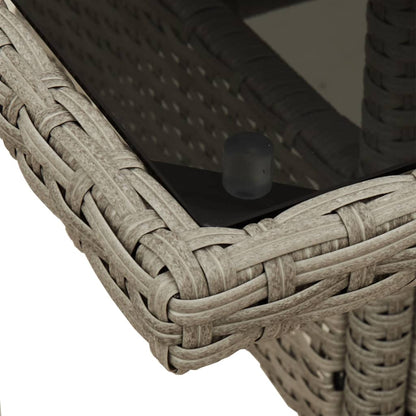 vidaXL Gartentisch mit Glasplatte Hellgrau 80x80x75 cm Poly Rattan