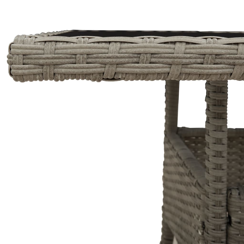 vidaXL Gartentisch mit Glasplatte Hellgrau 80x80x75 cm Poly Rattan