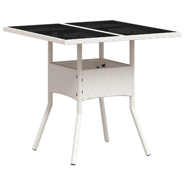 vidaXL Table de jardin avec plateau en verre Blanc 80x80x75 cm Résine tressée