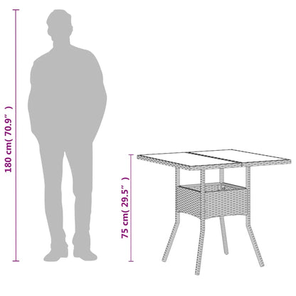 vidaXL Table de jardin avec plateau en verre Blanc 80x80x75 cm Résine tressée