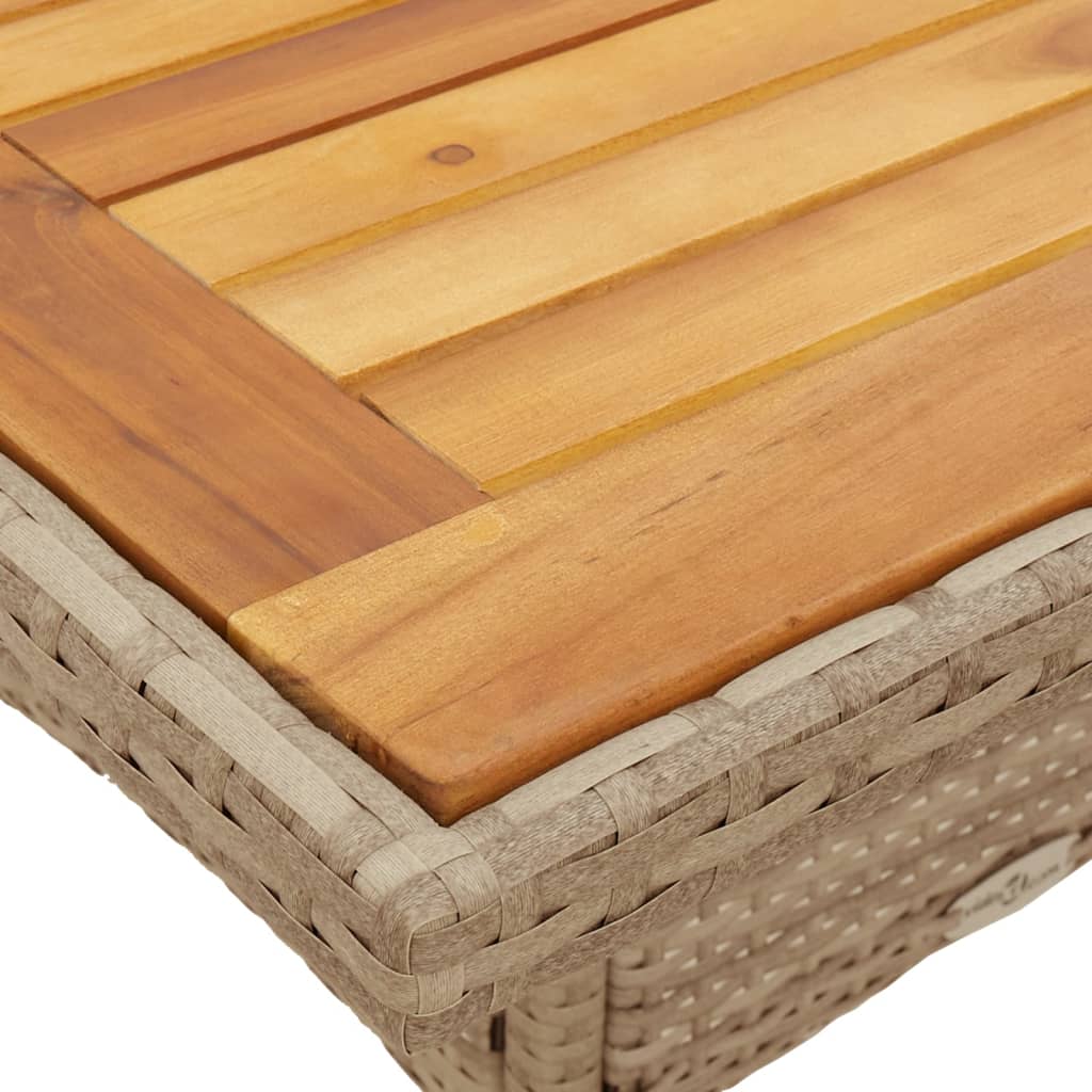 vidaXL Gartentisch Beige 80x80x75 cm Poly Rattan Akazienholz