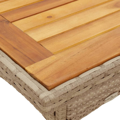 vidaXL Gartentisch Beige 80x80x75 cm Poly Rattan Akazienholz