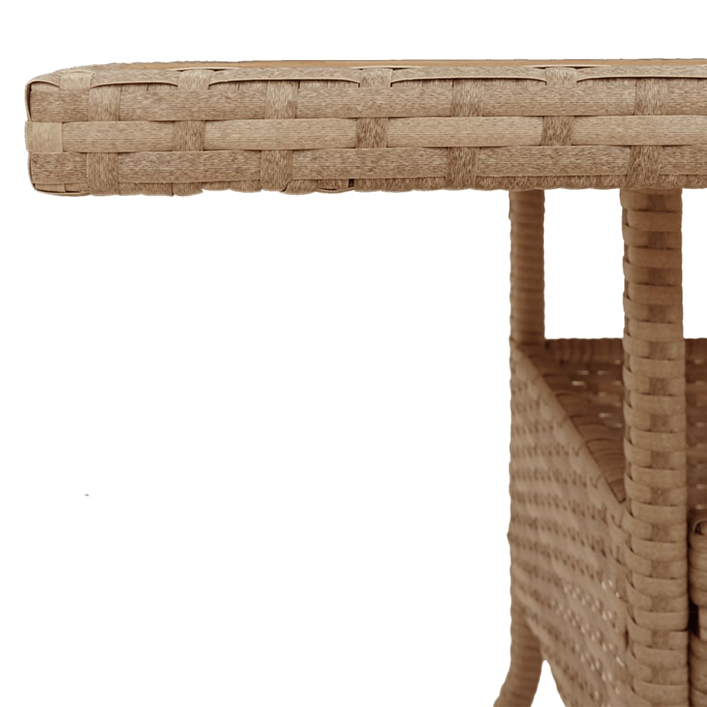 vidaXL Gartentisch Beige 80x80x75 cm Poly Rattan Akazienholz