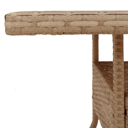 vidaXL Gartentisch Beige 80x80x75 cm Poly Rattan Akazienholz