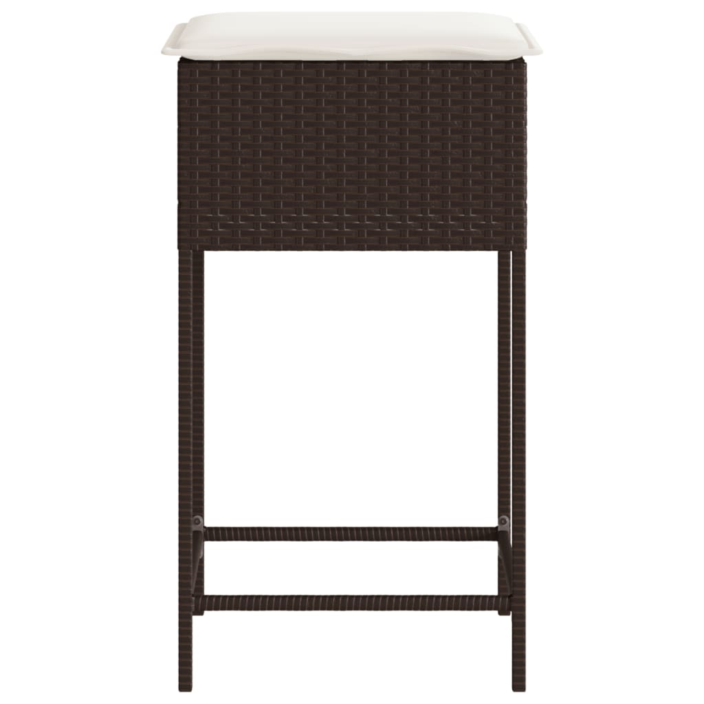 vidaXL Garten-Barhocker mit Kissen 2 Stk. Braun Poly Rattan