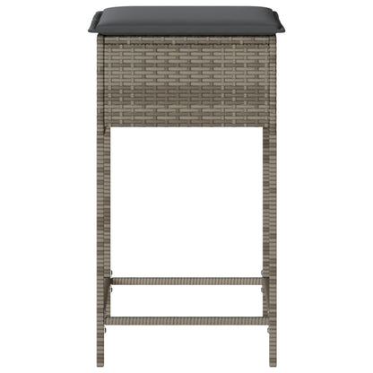vidaXL Garten-Barhocker mit Kissen 2 Stk. Grau Poly Rattan