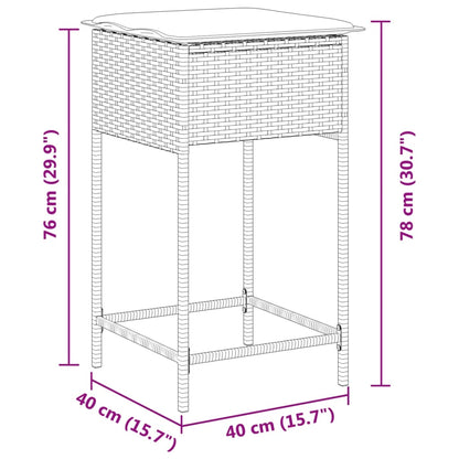 vidaXL Garten-Barhocker mit Kissen 2 Stk. Grau Poly Rattan