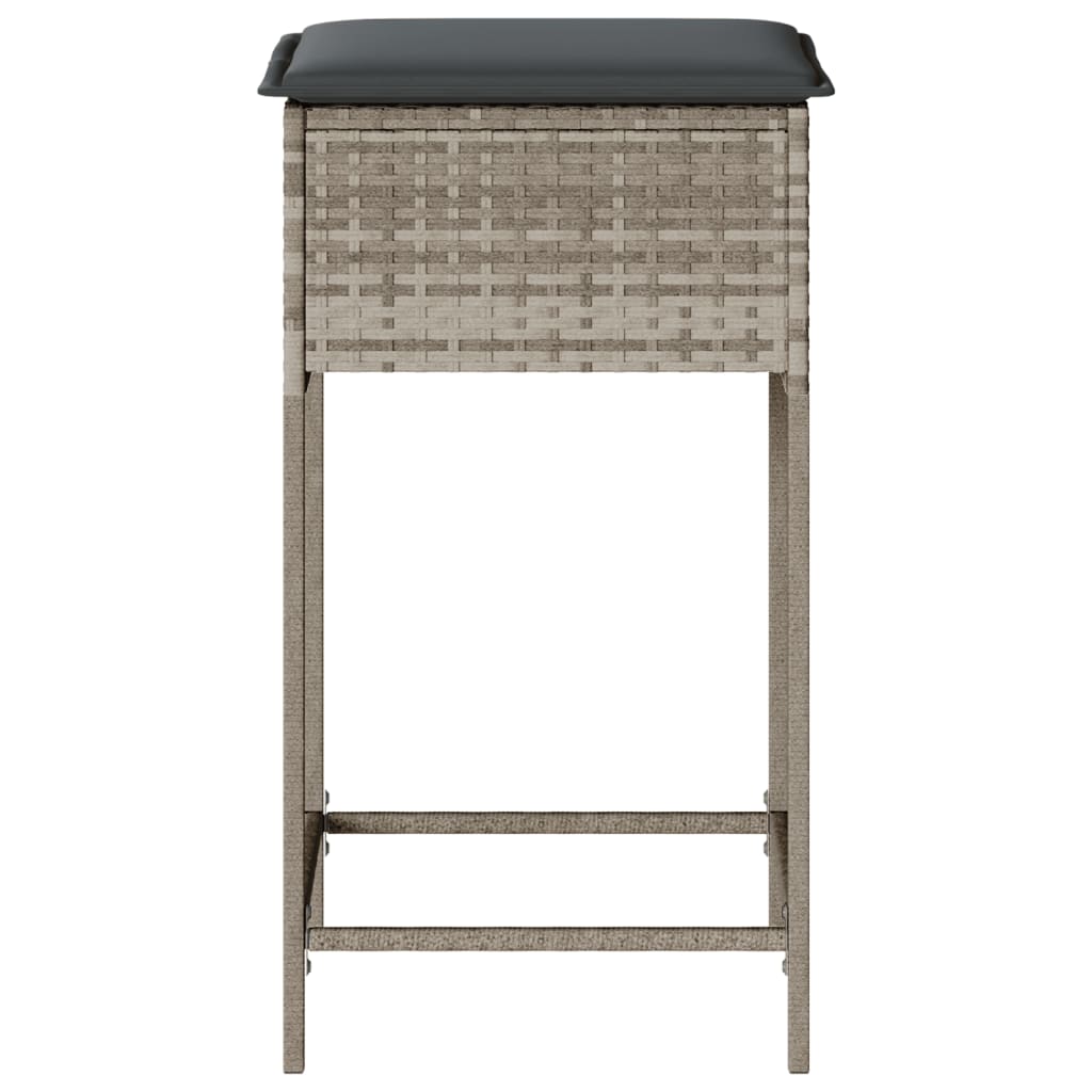 vidaXL Garten-Barhocker mit Kissen 2 Stk. Hellgrau Poly Rattan