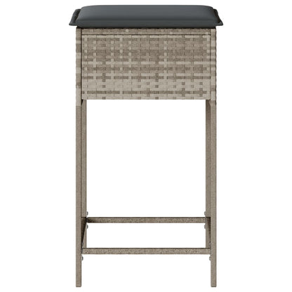 vidaXL Garten-Barhocker mit Kissen 2 Stk. Hellgrau Poly Rattan