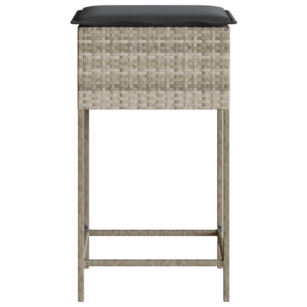 vidaXL Garten-Barhocker mit Kissen 2 Stk. Hellgrau Poly Rattan