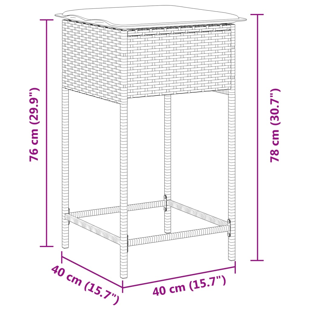 vidaXL Garten-Barhocker mit Kissen 2 Stk. Hellgrau Poly Rattan