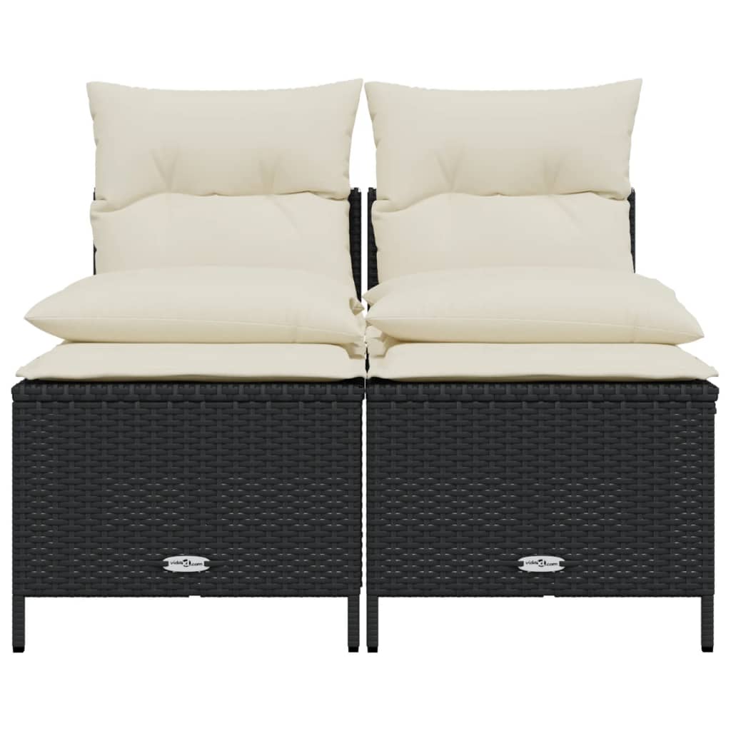 vidaXL 4-tlg. Garten-Sofagarnitur mit Kissen Schwarz Poly Rattan
