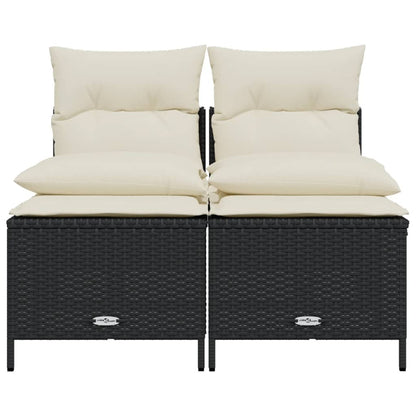 vidaXL 4-tlg. Garten-Sofagarnitur mit Kissen Schwarz Poly Rattan