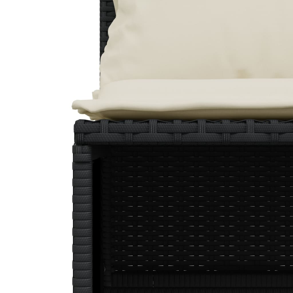 vidaXL 4-tlg. Garten-Sofagarnitur mit Kissen Schwarz Poly Rattan