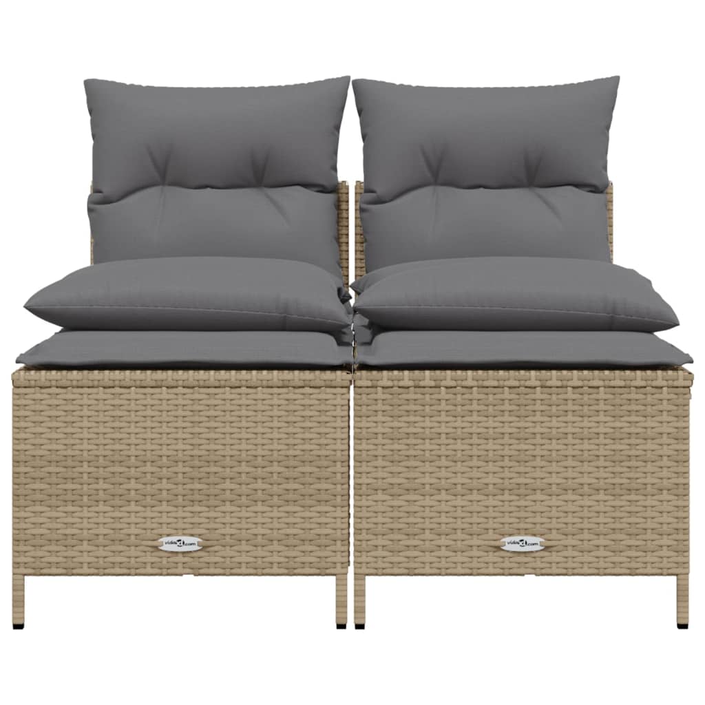 vidaXL 4-tlg. Garten-Sofagarnitur mit Kissen Beige Poly Rattan