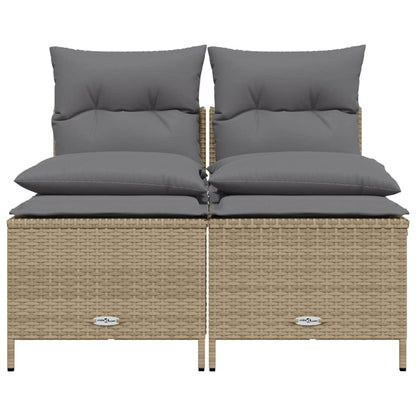 vidaXL 4-tlg. Garten-Sofagarnitur mit Kissen Beige Poly Rattan