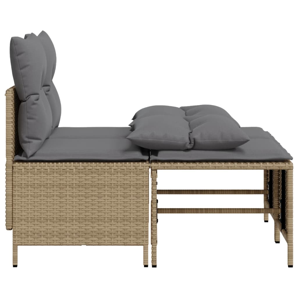 vidaXL 4-tlg. Garten-Sofagarnitur mit Kissen Beige Poly Rattan