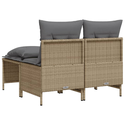 vidaXL 4-tlg. Garten-Sofagarnitur mit Kissen Beige Poly Rattan