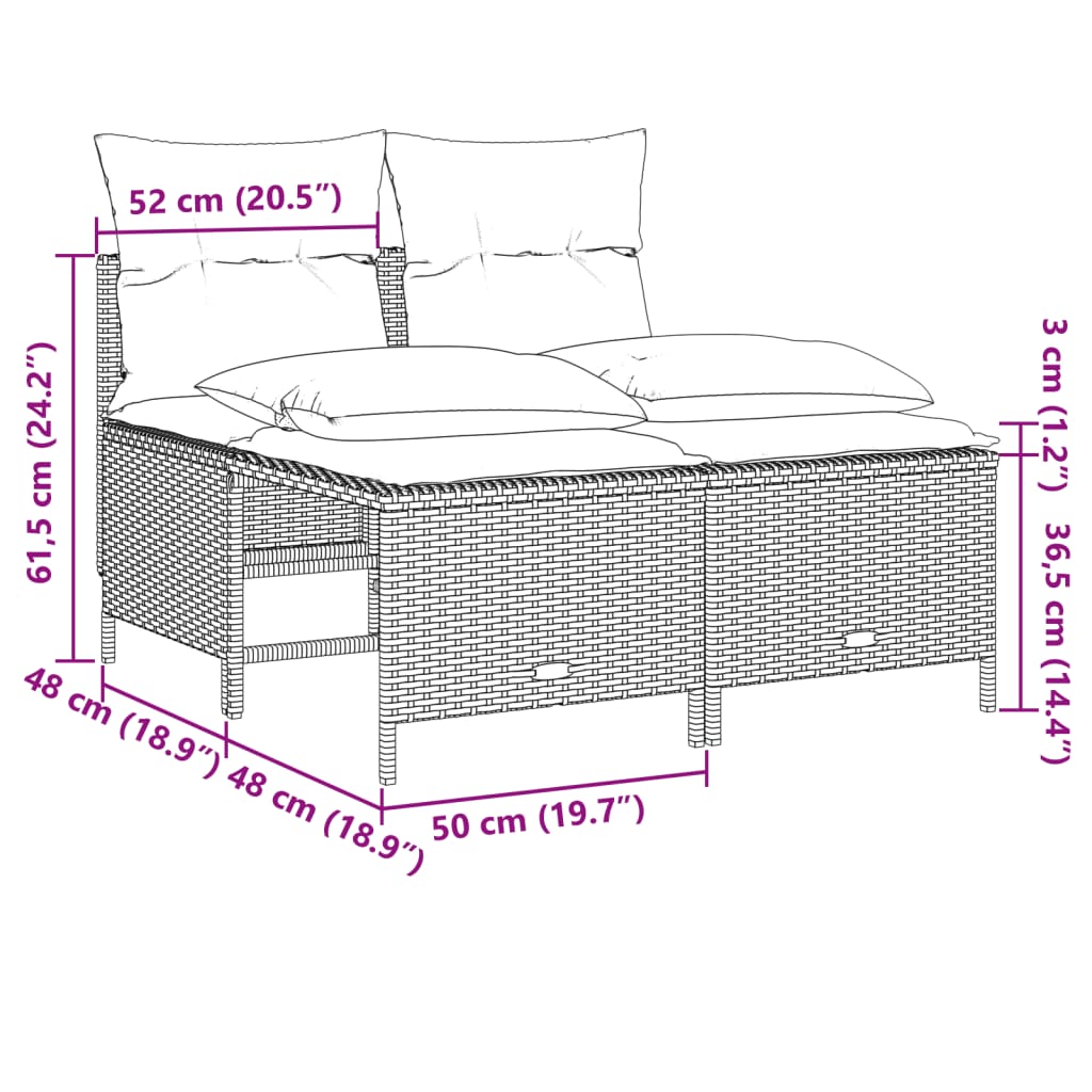 vidaXL 4-tlg. Garten-Sofagarnitur mit Kissen Beige Poly Rattan