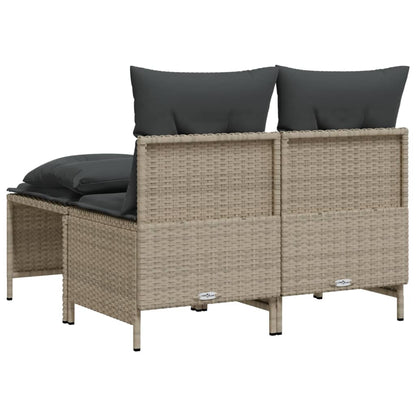 vidaXL 4-tlg. Garten-Sofagarnitur mit Kissen Hellgrau Poly Rattan