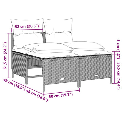 vidaXL 4-tlg. Garten-Sofagarnitur mit Kissen Hellgrau Poly Rattan