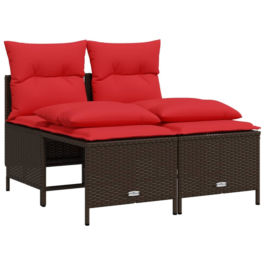 4-teiliges Gartensofa-Set mit Kissen, braun, Polyrattan