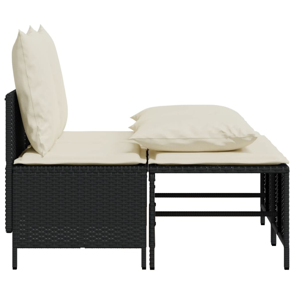 vidaXL 4-tlg. Garten-Sofagarnitur mit Kissen Schwarz Poly Rattan