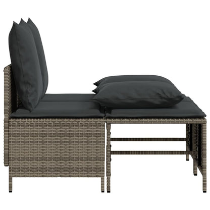 vidaXL 4-tlg. Garten-Sofagarnitur mit Kissen Grau Poly Rattan