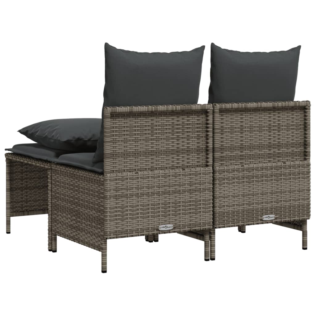 vidaXL 4-tlg. Garten-Sofagarnitur mit Kissen Grau Poly Rattan