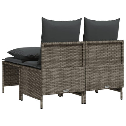 vidaXL 4-tlg. Garten-Sofagarnitur mit Kissen Grau Poly Rattan