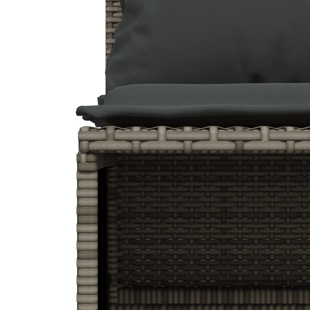 vidaXL 4-tlg. Garten-Sofagarnitur mit Kissen Grau Poly Rattan