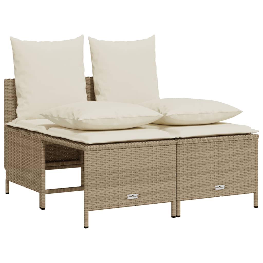 vidaXL 4-tlg. Garten-Sofagarnitur mit Kissen Beige Poly Rattan