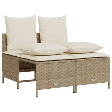 vidaXL 4-tlg. Garten-Sofagarnitur mit Kissen Beige Poly Rattan
