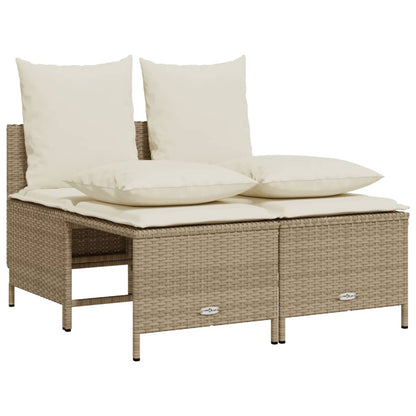 vidaXL 4-tlg. Garten-Sofagarnitur mit Kissen Beige Poly Rattan