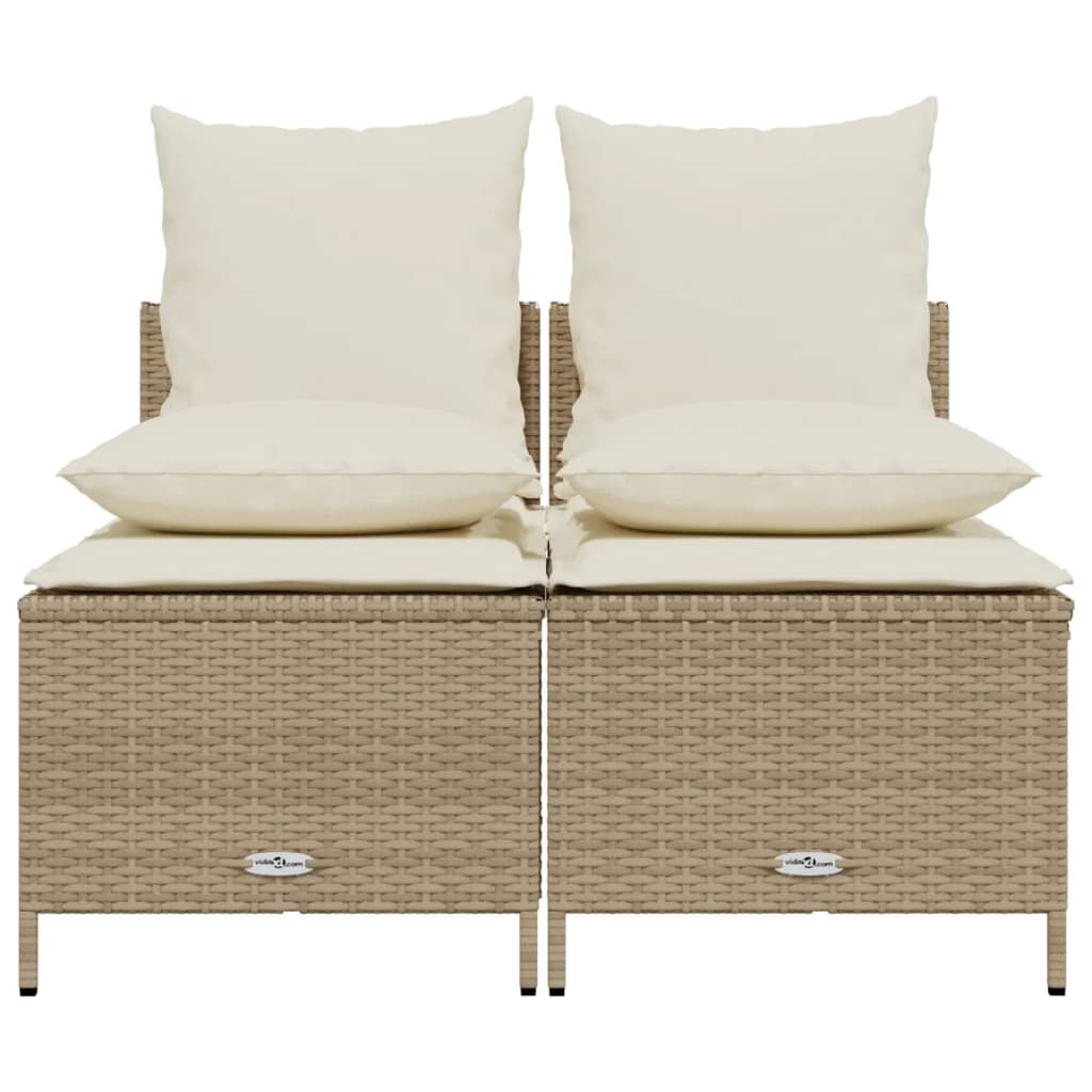 vidaXL 4-tlg. Garten-Sofagarnitur mit Kissen Beige Poly Rattan