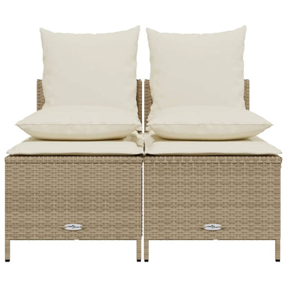 vidaXL 4-tlg. Garten-Sofagarnitur mit Kissen Beige Poly Rattan