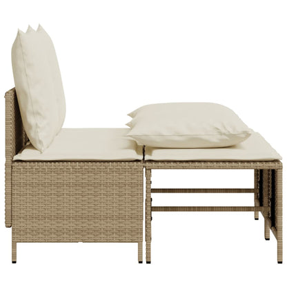 vidaXL 4-tlg. Garten-Sofagarnitur mit Kissen Beige Poly Rattan