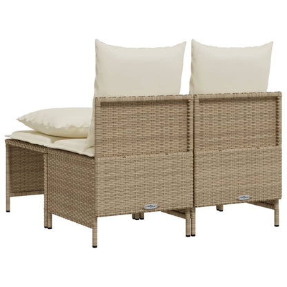 vidaXL 4-tlg. Garten-Sofagarnitur mit Kissen Beige Poly Rattan