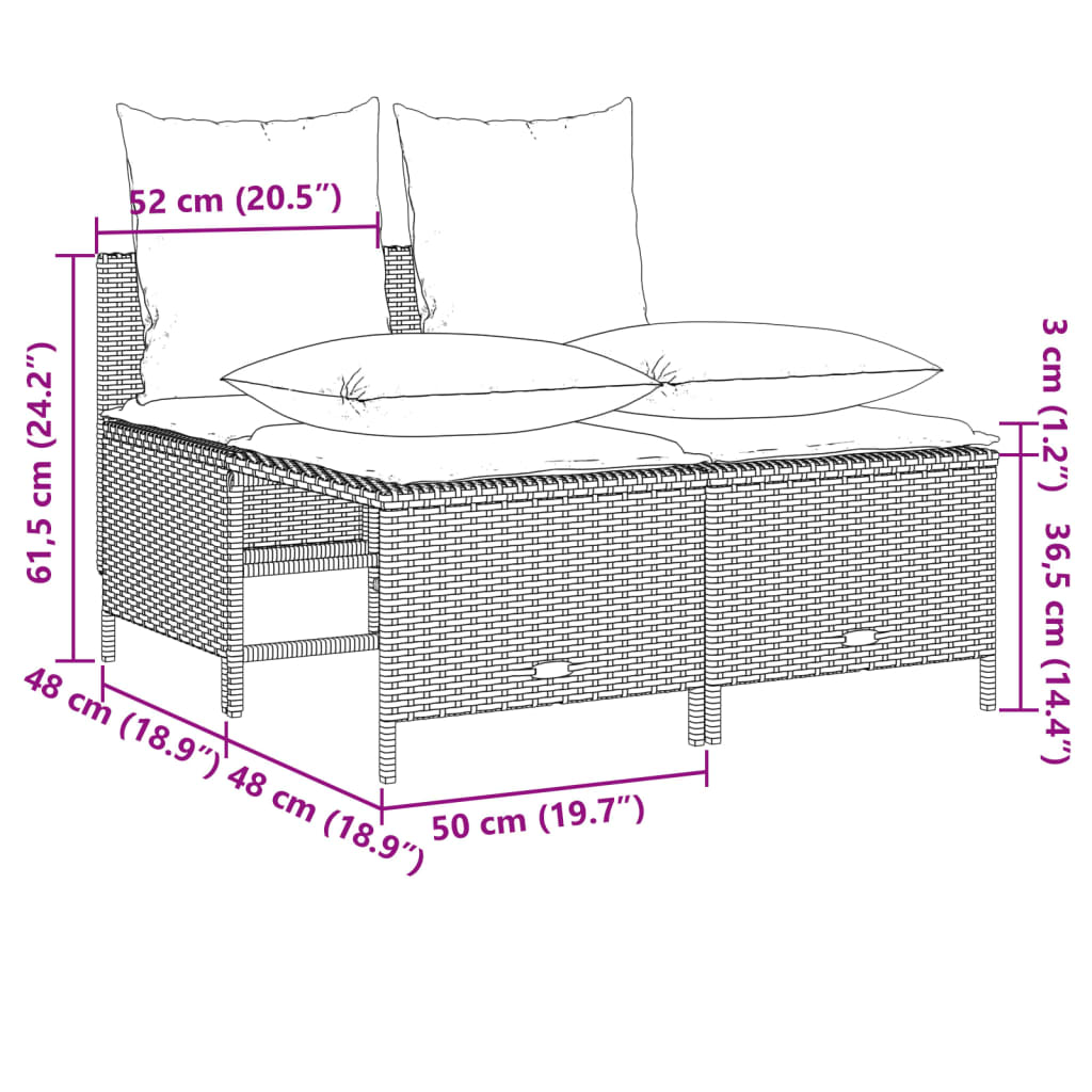 vidaXL 4-tlg. Garten-Sofagarnitur mit Kissen Beige Poly Rattan