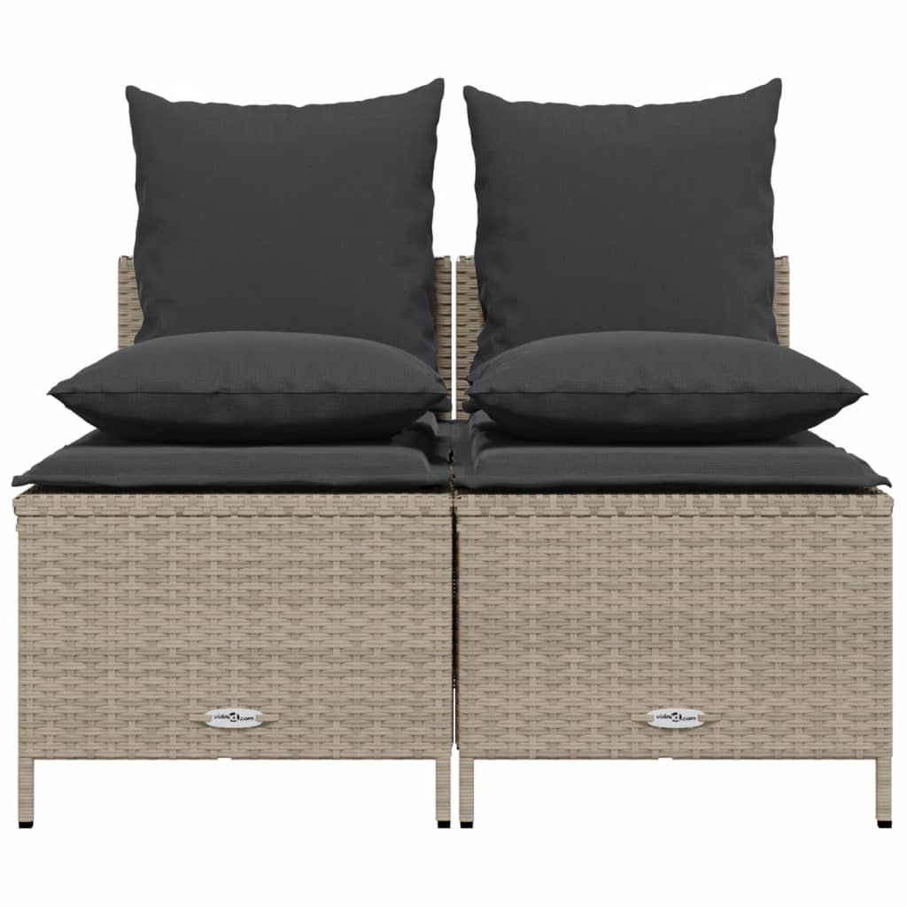 vidaXL 4-tlg. Garten-Sofagarnitur mit Kissen Hellgrau Poly Rattan