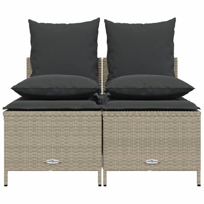 vidaXL 4-tlg. Garten-Sofagarnitur mit Kissen Hellgrau Poly Rattan