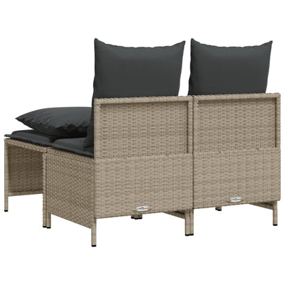 vidaXL 4-tlg. Garten-Sofagarnitur mit Kissen Hellgrau Poly Rattan