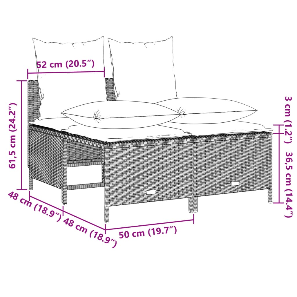 vidaXL 4-tlg. Garten-Sofagarnitur mit Kissen Hellgrau Poly Rattan
